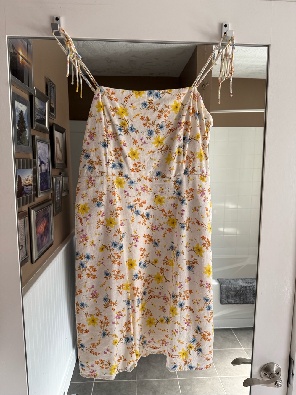 Women's Floral Dress - Cream with Yellow & Blue Floral Print